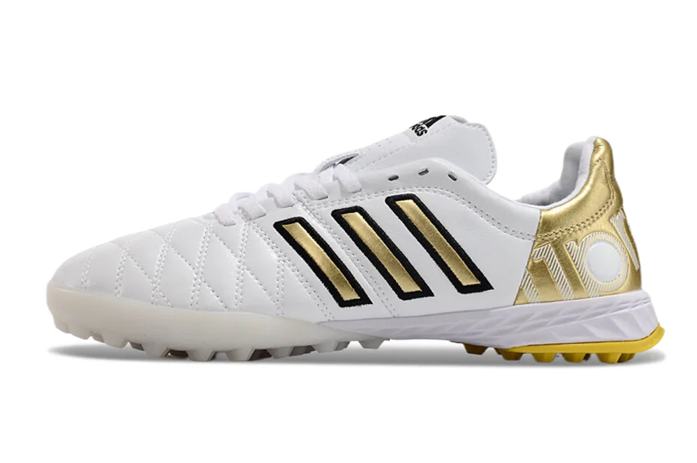 Chuteira Society AdiPure 11 Pro TF Branca e Dourada