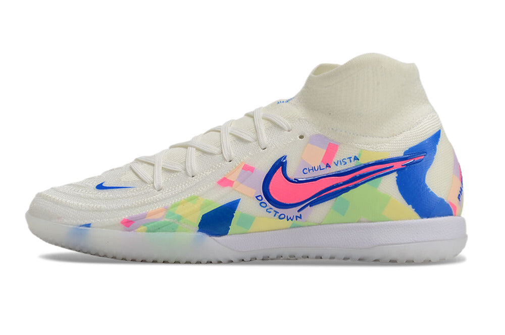Chuteira Futsal Phantom Luna Elite IC Branca, Azul e Rosa