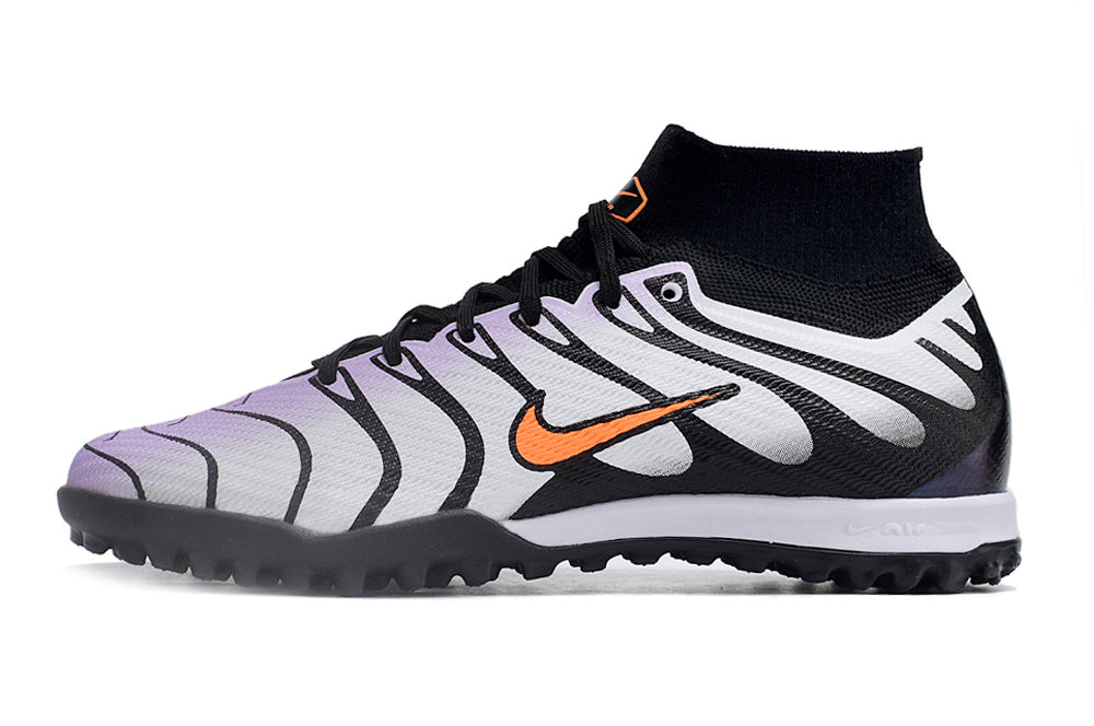 Chuteira Society Air Zoom Mercurial Superfly 9 Elite TF Branca, Roxa e Preta