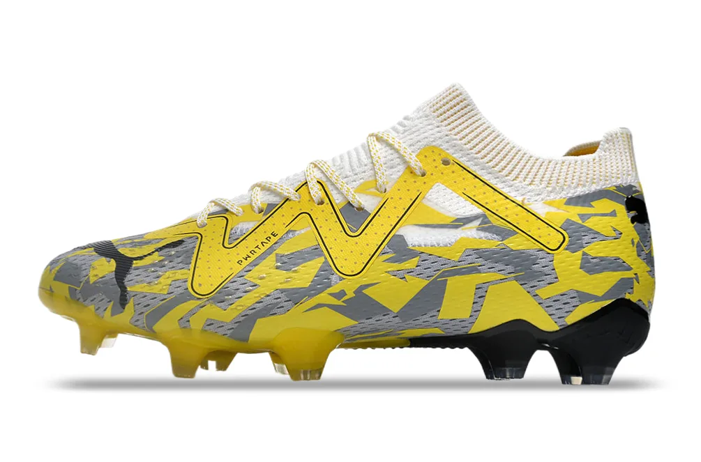 Chuteira Campo Future Ultimate FG Amarela e Cinza