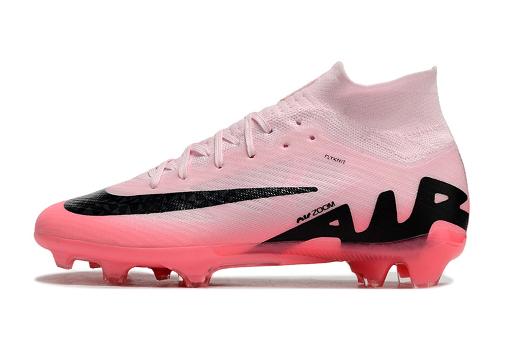 Chuteira Campo Air Zoom Mercurial Vapor 15 Elite FG Rosa e Preto Cano Alto