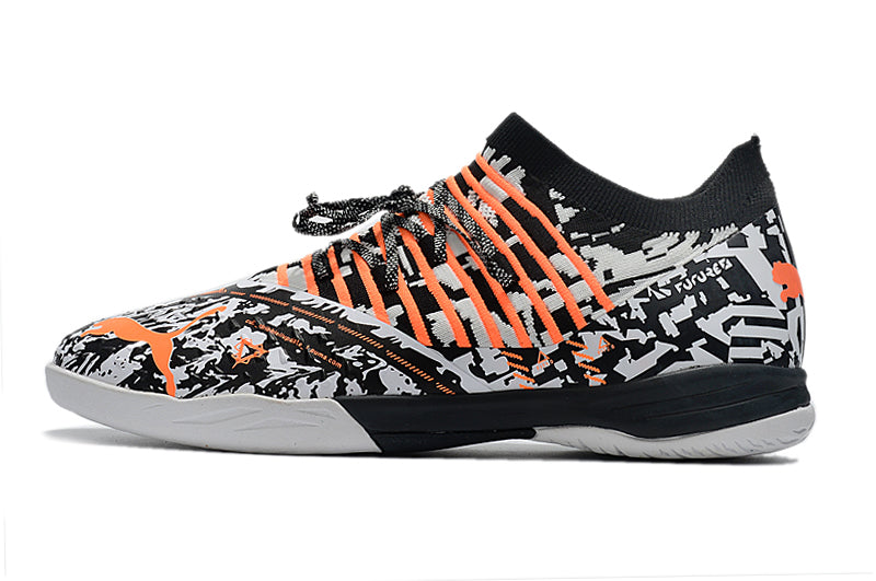 Chuteira Futsal Future Z 1.3 IC Preto, Branco e Laranja