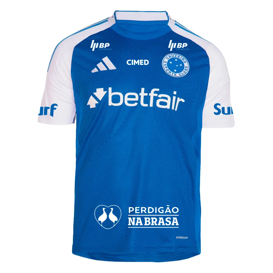 Camisa Cruzeiro Home 25/26 - Azul C/ Patrocínio - Torcedor