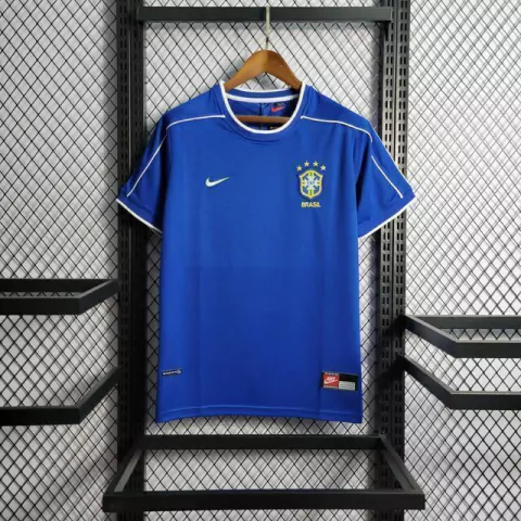 Camisa Retrô Brasil 1998 Away Nike - Azul - Torcedor