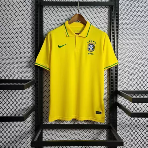 Camisa Polo Brasil Lisa 2022 Nike - Amarela - Torcedor