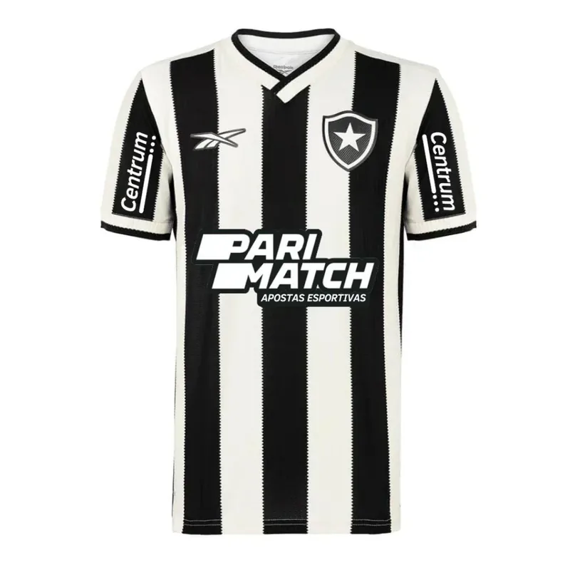 Camisa Botafogo Home 24/25 - Preta e Branca - C/ Patrocínio - Torcedor